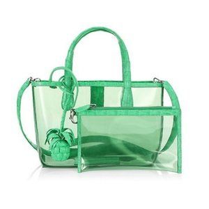 Nancy Gonzalez Tina Craig Medium Erica Crocodile-Trimmed Green Vinyl Tote $1650